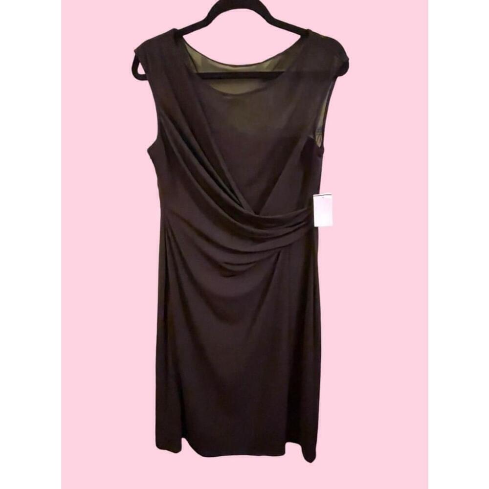 Jessica Howard Size 12 black ruched midi sleeveless spring summer dress NWOT